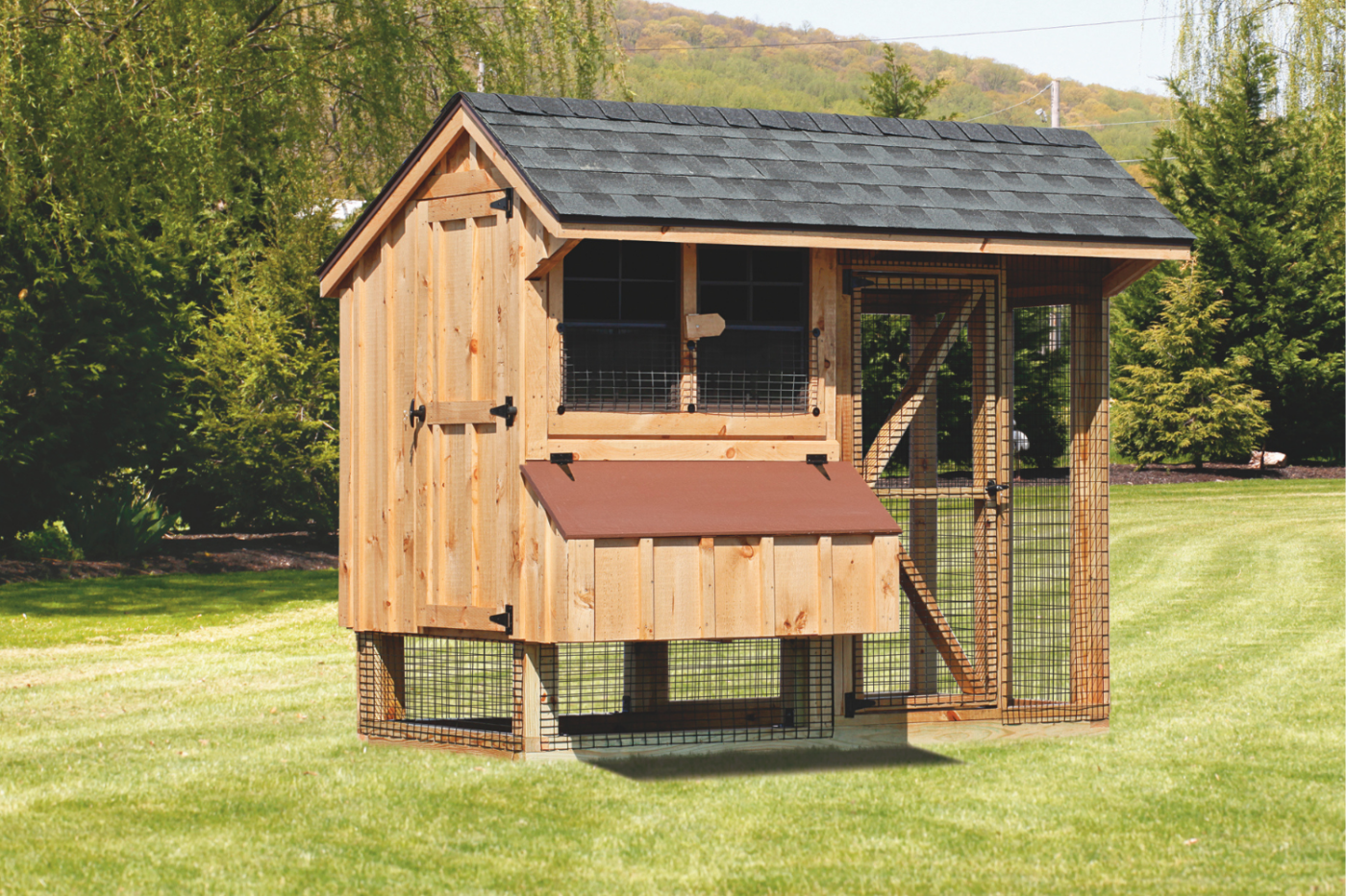 wooden combination chicken coop with outdoor run in tucson az