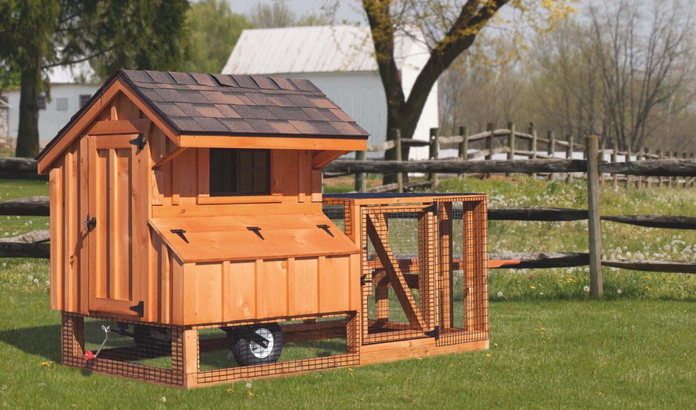 wooden tractor chicken coops in California