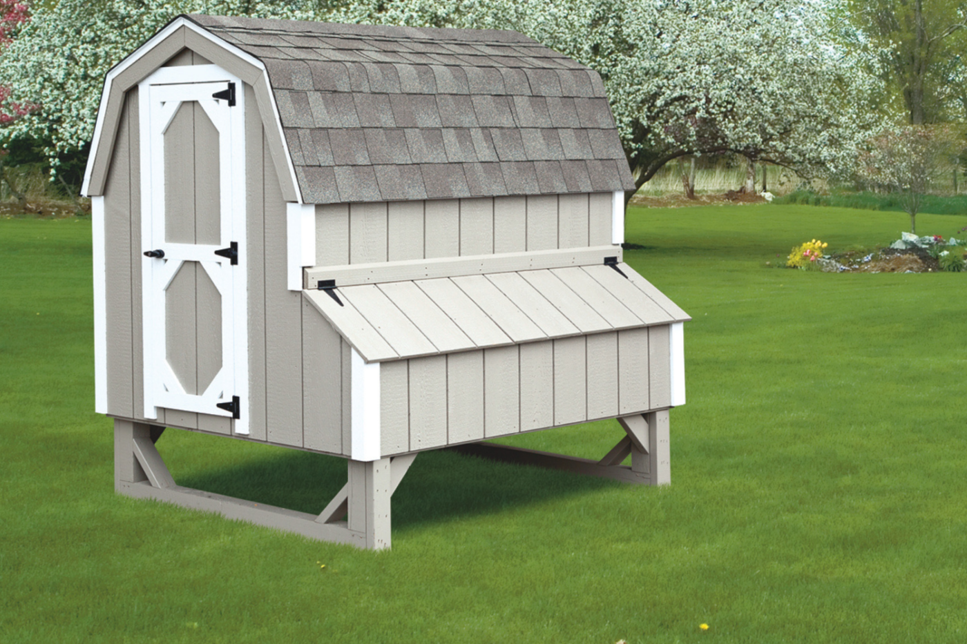 gray dutch chicken coop in montana