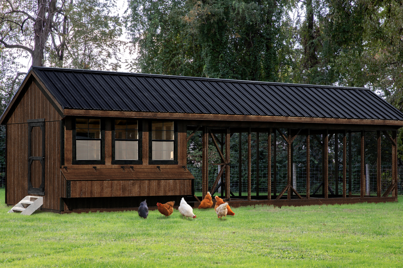 brown and black combination chicken coop for sale in oregon