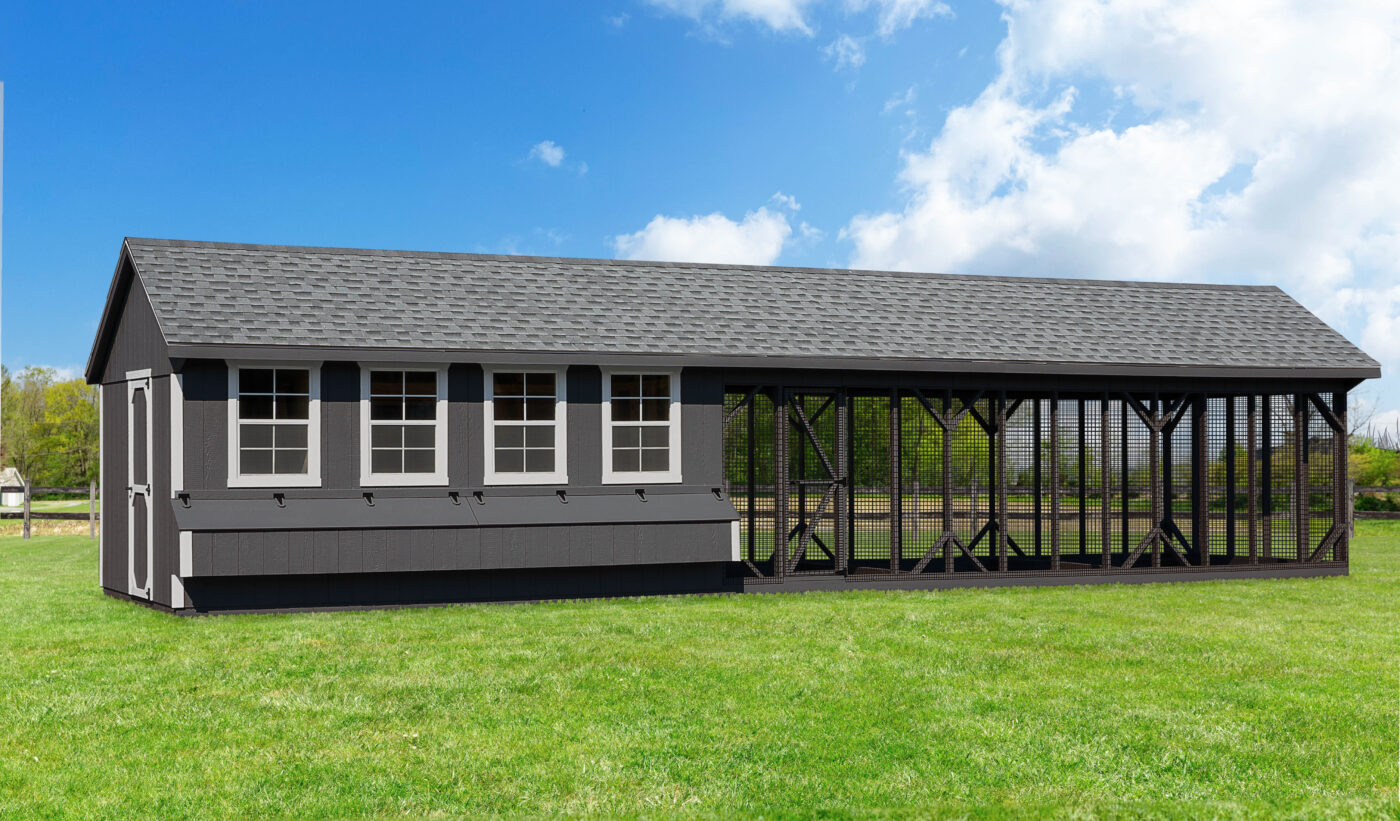 gray combination chicken coops for sale in Charleston SC with outdoor run