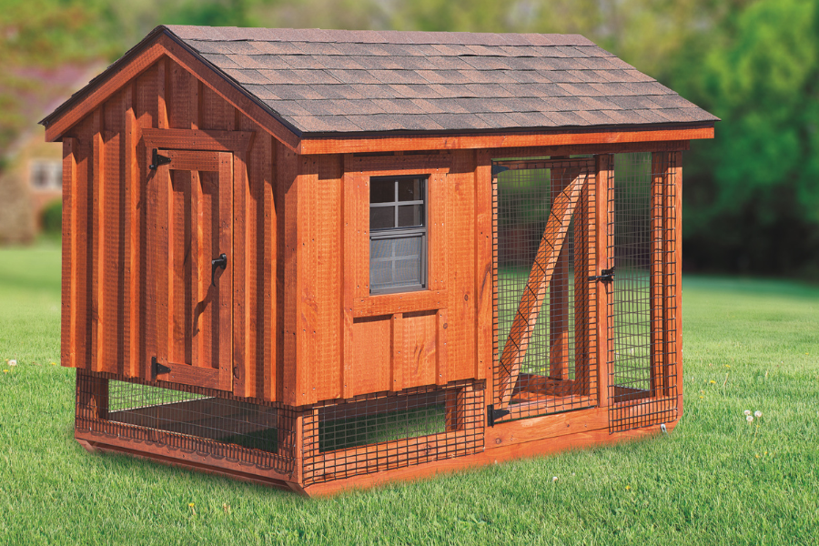 wooden combination chicken coops for sale in Charleston WV with shingle roof