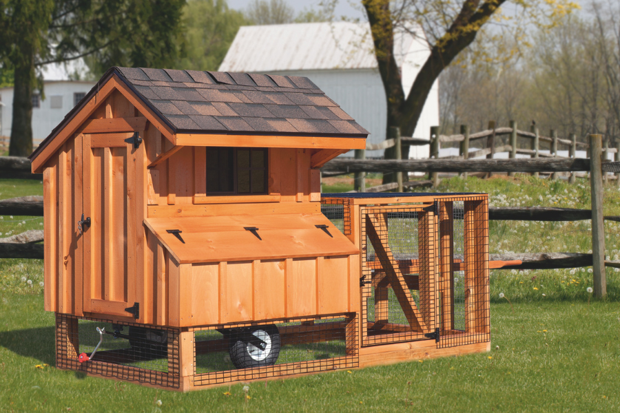 wooden tractor chicken coops for sale in Morgantown WV with wheels attached run and shingle roof