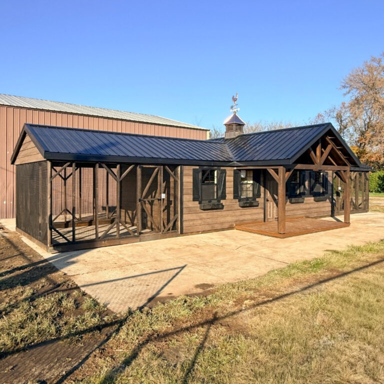 A brand new 16x44 Double Combination Coop in Wadsworth IL sitting on customer's concrete pad