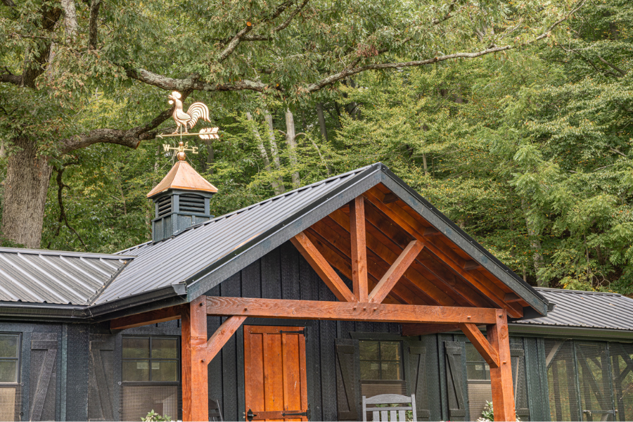 cupola+ weathervane on top of black custom chicken coop