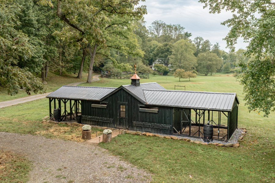 rear side of spacious 12x50 custom combination chicken coop