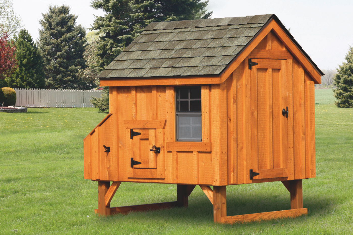 wooden chicken coop with window for backyard chickens in delaware