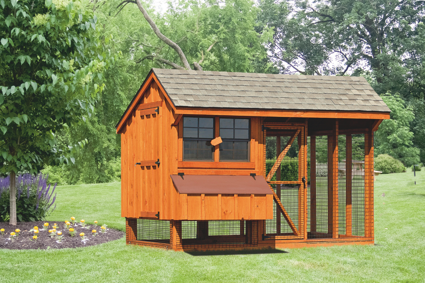 wooden chicken coop with run for backyard chickens in rhode island (2)