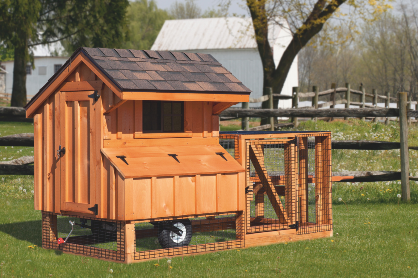 wooden tractor coop for backyard chickens in new hampshire