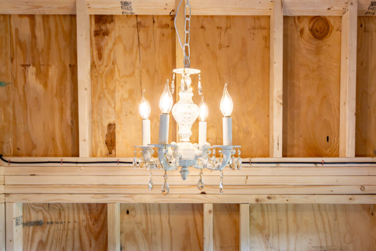 chandelier inside wooden combination coop in York County