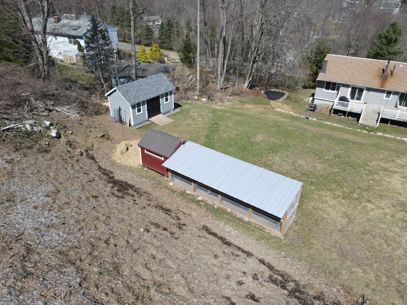 aerial view of chicken coop in CT
