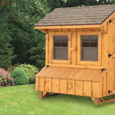prefab chicken coops Brown Cedar Stain Q56 Front View
