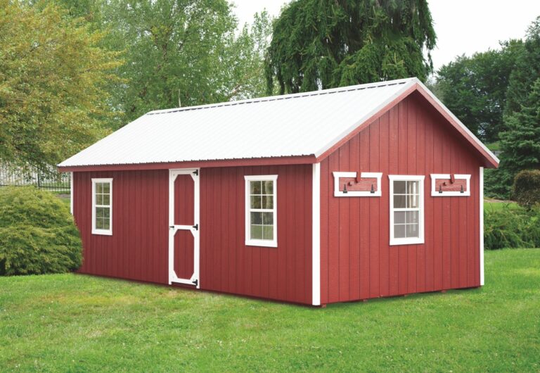 a frame chicken coop Red A124 With Optional Metal Roof Front View