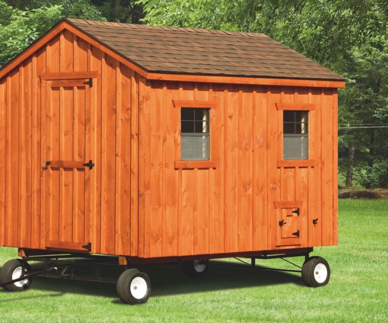 a frame chicken coop 8x10 A Frame With board and batten siding 1