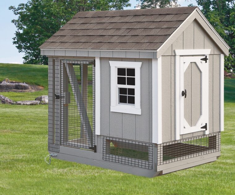 chicken coop and run Light Gray A46C Front View