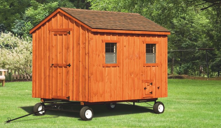 portable chicken coops on wheels 8x10 A Frame With board and batten siding 1