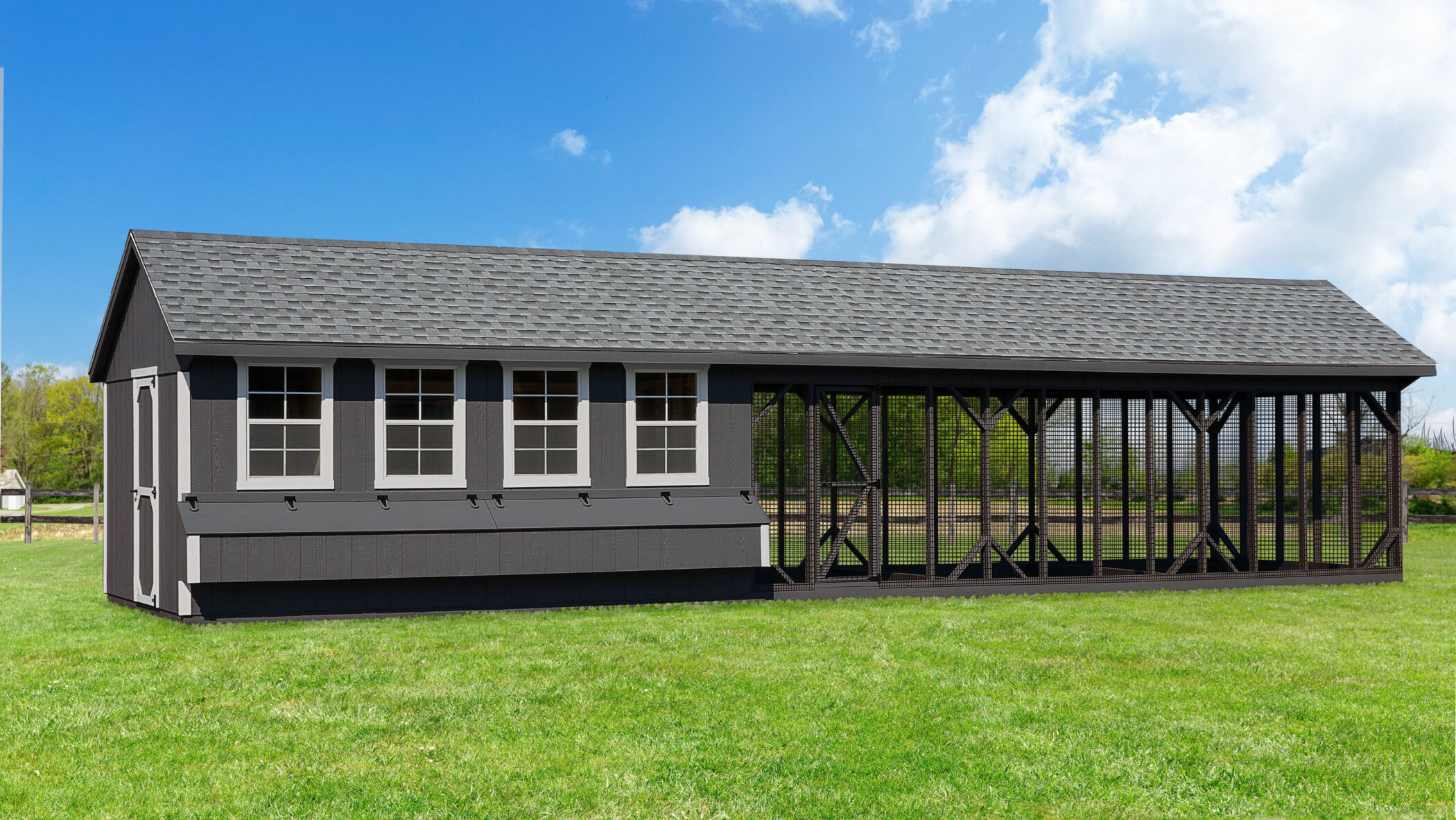 gray combination chicken coops for sale in Charleston SC with outdoor run
