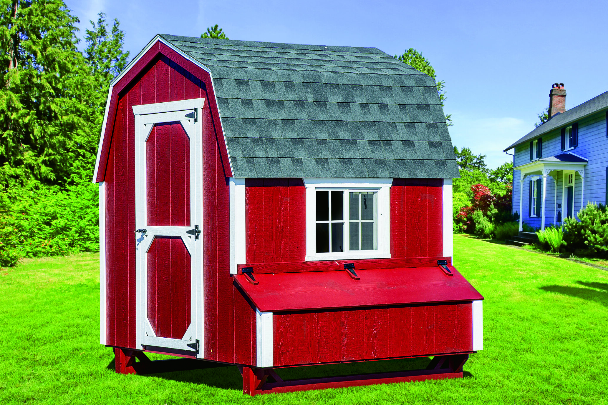 red and white barn style chicken coops for sale in Kansas City KS