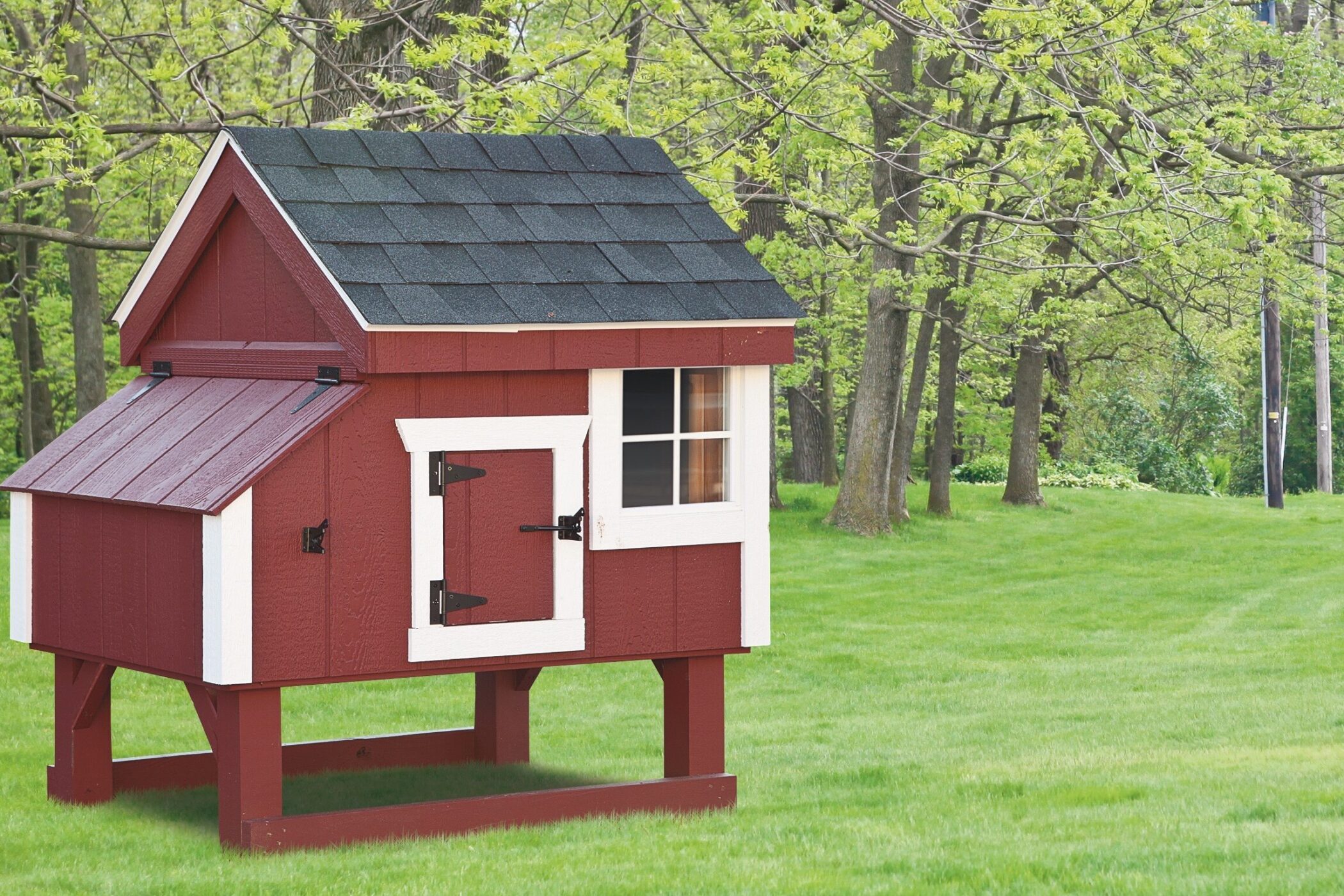 small red a frame chicken coops for sale in Overland Park KS with white trim
