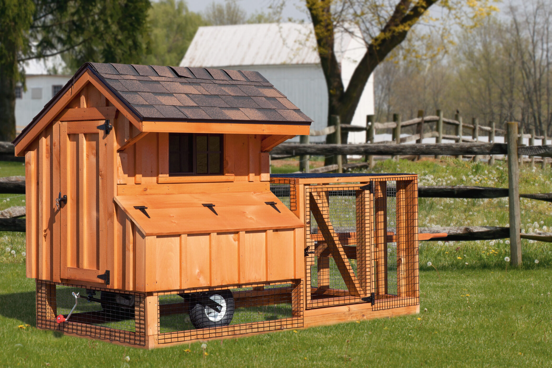 wooden tractor chicken coop